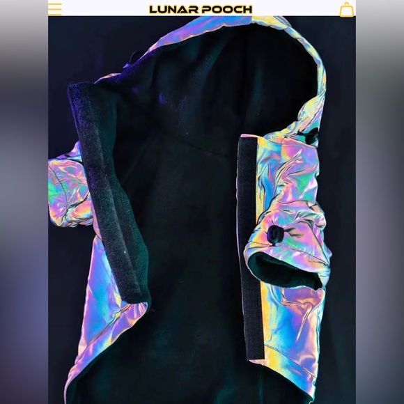 Lunar Pooch reflective dog hoodie - size 6 - iridescent reflective dog coat - Picture 13 of 14